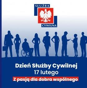 Infografika reklamująca Dzień Służby Cywilnej z hasłem "z pasją dla dobra wspólnego"